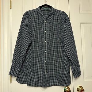 Ralph Lauren Black and White Plaid Cotton Long Sleeve Blouse Size 3X